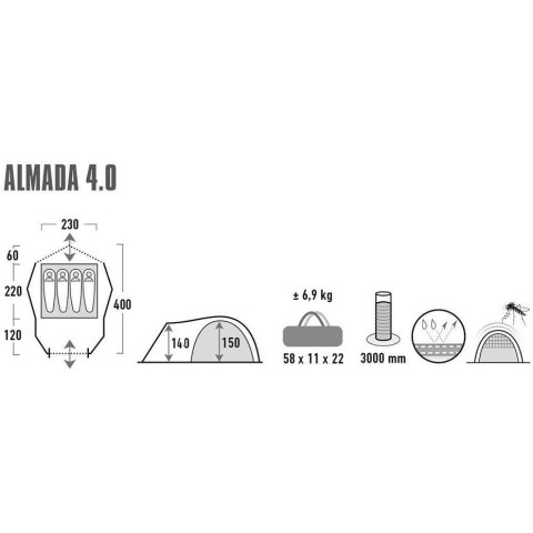 Namiot High Peak Almada 4 jasnoszary 11571 High Peak