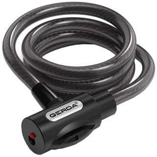 Zapięcie rowerowe Gerda linka, korpus okrągły, okrągły czarny Flex 1200/10V Gerda
