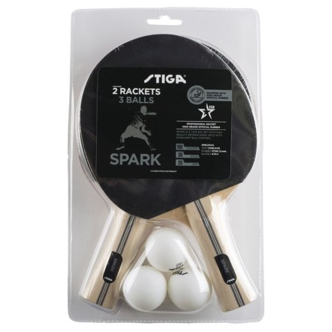 Zestaw rakietek do ping ponga Stiga Spark 2 rakietki 3 piłki STIGA Zestaw rakietek do ping ponga Stiga Spark 2 rakietki 3 piłki STIGA