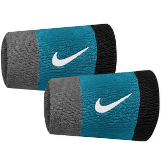 Frotki na nadgarstek Nike szerokie Swoosh 2 szt. szaro-niebiesko-czarne N0001586017OS Nike