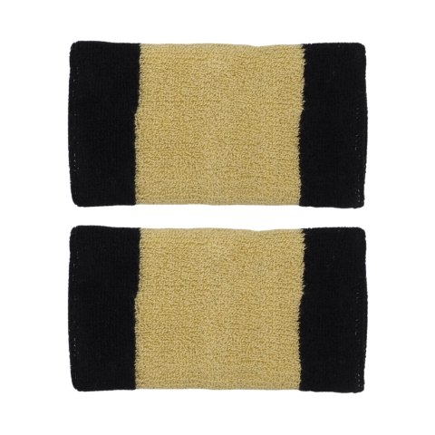Frotki na nadgarstek Nike Swoosh Doublewide Wristbands 2 szt. czarno-złote N0001586055OS Nike Frotki na nadgarstek Nike Swoosh Doublewide Wristbands 2 szt. czarno-złote N0001586055OS Nike