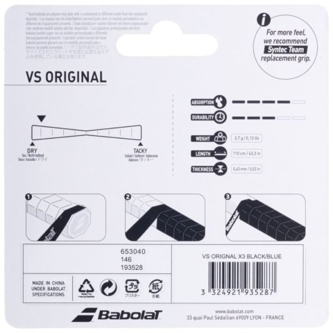 Owijka Babolat Vs Orginal Feel 3 szt. czarno-żółta 653040 232/200919 Babolat