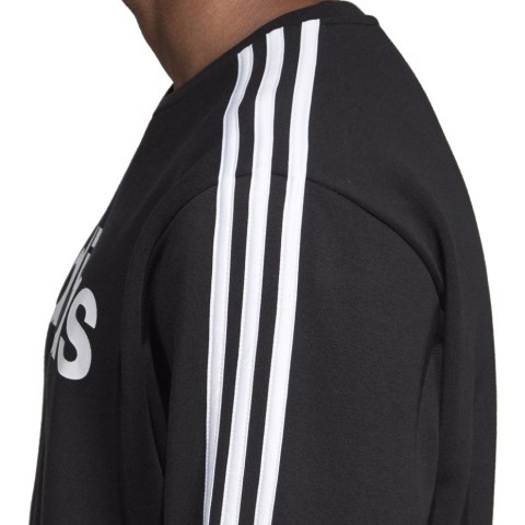 Bluza męska adidas Essentials 3S Crew FL czarna DQ3084 Adidas Bluza męska adidas Essentials 3S Crew FL czarna DQ3084 Adidas