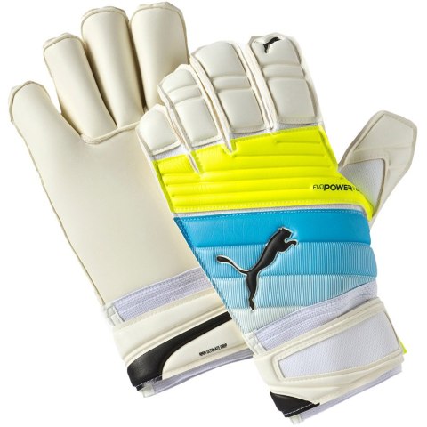 Rękawice bramkarskie Puma Evo Power Grip 2.3 GC biało-niebiesko-żółte 041223 01 Puma Rękawice bramkarskie Puma Evo Power Grip 2.3 GC biało-niebiesko-żółte 041223 01 Puma