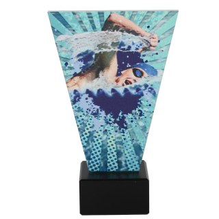 Trofeum szklane pływanie 15 cm Tryumf