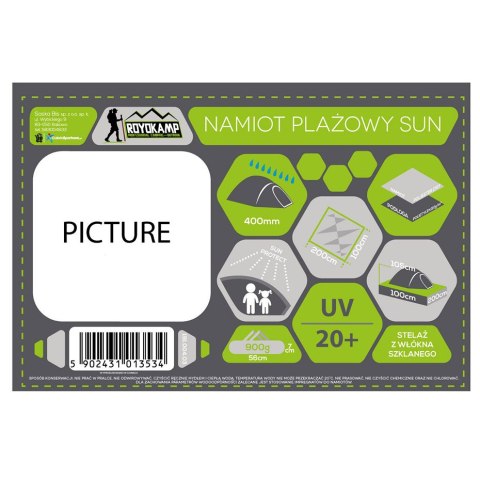 Namiot plażowy Sun 200x100x105 błękitno-niebieski Royokamp 1013534 Royokamp Namiot plażowy Sun 200x100x105 błękitno-niebieski Royokamp 1013534 Royokamp