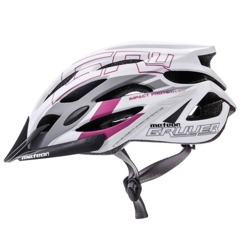 Kask rowerowy Meteor Gruver M 55-58 cm biało-szaro-czarno-fioletowy 24754 Meteor Kask rowerowy Meteor Gruver M 55-58 cm biało-szaro-czarno-fioletowy 24754 Meteor