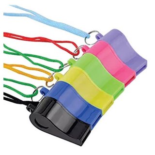 Gwizdek plastikowy mały ze sznurkiem 90 dB czarny Maxwel