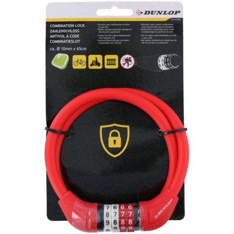 Zapięcie rowerowe Dunlop linka,szyfr 10 mm x 65 cm czerwone 180861 Dunlop Zapięcie rowerowe Dunlop linka,szyfr 10 mm x 65 cm czerwone 180861 Dunlop