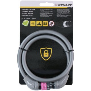 Zapięcie rowerowe Dunlop linka,szyfr 10 mm x 65 cm szare 1042510 Dunlop