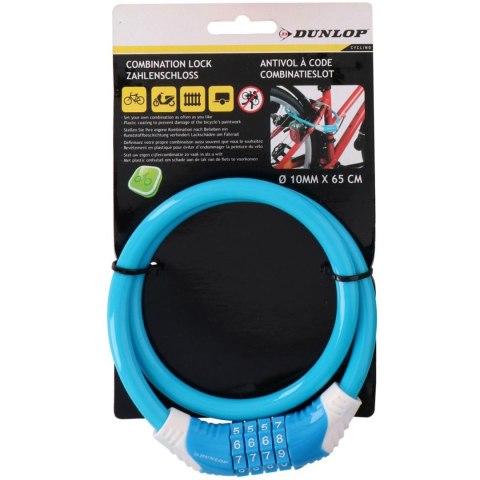 Zapięcie rowerowe Dunlop spiralne na szyfr 10 mm x 65 cm niebieskie 1042817 Dunlop Zapięcie rowerowe Dunlop spiralne na szyfr 10 mm x 65 cm niebieskie 1042817 Dunlop