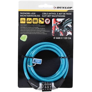 Zapięcie rowerowe Dunlop spiralne,szyfr 0,6x120 cm niebieskie 2029221 Dunlop