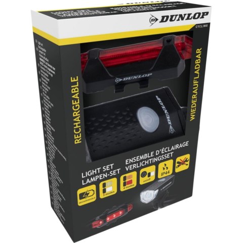 Zestaw lampek rowerowych Dunlop Led, ładowanie USB, tył+przód 473758 Dunlop Zestaw lampek rowerowych Dunlop Led, ładowanie USB, tył+przód 473758 Dunlop