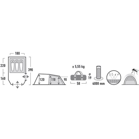 Namiot High Peak Atmos 3 szaro-zielony 11535 High Peak