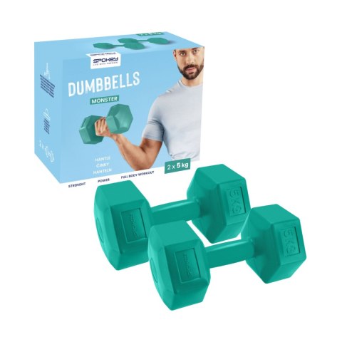 Zestaw hantli Spokey Monster 2x5kg DGN zielone 943622 Spokey Zestaw hantli Spokey Monster 2x5kg DGN zielone 943622 Spokey