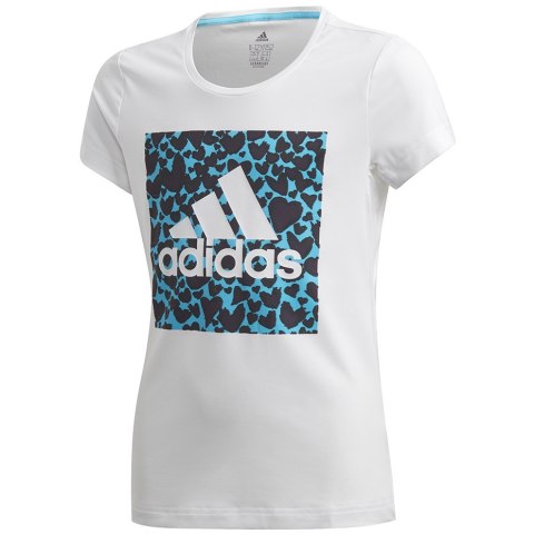 Koszulka dla dzieci adidas G a.r. Gfx Tee biało-niebieska GE0500 Adidas Koszulka dla dzieci adidas G a.r. Gfx Tee biało-niebieska GE0500 Adidas
