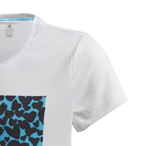 Koszulka dla dzieci adidas G a.r. Gfx Tee biało-niebieska GE0500 Adidas Koszulka dla dzieci adidas G a.r. Gfx Tee biało-niebieska GE0500 Adidas