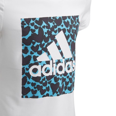 Koszulka dla dzieci adidas G a.r. Gfx Tee biało-niebieska GE0500 Adidas Koszulka dla dzieci adidas G a.r. Gfx Tee biało-niebieska GE0500 Adidas