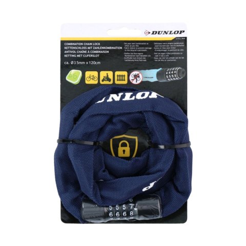 Zapięcie rowerowe Dunlop łańcuch na szyfr 120 cm granatowe 1042541 Dunlop Zapięcie rowerowe Dunlop łańcuch na szyfr 120 cm granatowe 1042541 Dunlop
