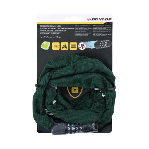 Zapięcie rowerowe Dunlop łańcuch na szyfr 120 cm zielone 1042565 Dunlop