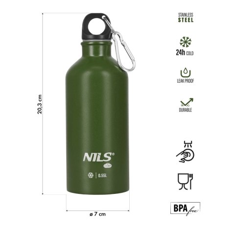 NC3801 BUTELKA TURYSTYCZNA 550ML ZIELONA NILS CAMP NILS CAMP