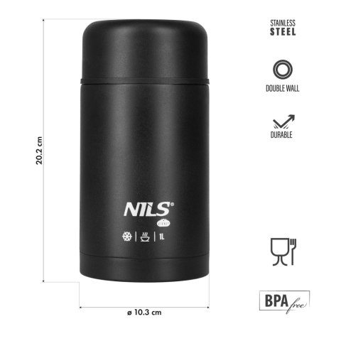NC3802 TERMOS OBIADOWY 1000ML CZARNY NILS CAMP NILS CAMP