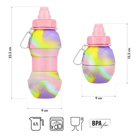 NC4102 BIDON SILIKONOWY SKŁADANY 700ML RÓŻOWY NILS NILS