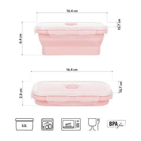 NC4105 POJEMNIK/LUNCH BOX SKŁADANY RÓŻOWY 500ML NILS CAMP NILS CAMP
