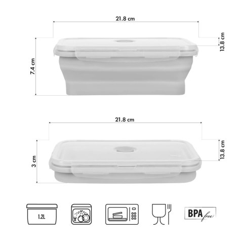 NC4105 POJEMNIK/LUNCH BOX SKŁADANY SZARY 1200ML NILS CAMP NILS CAMP