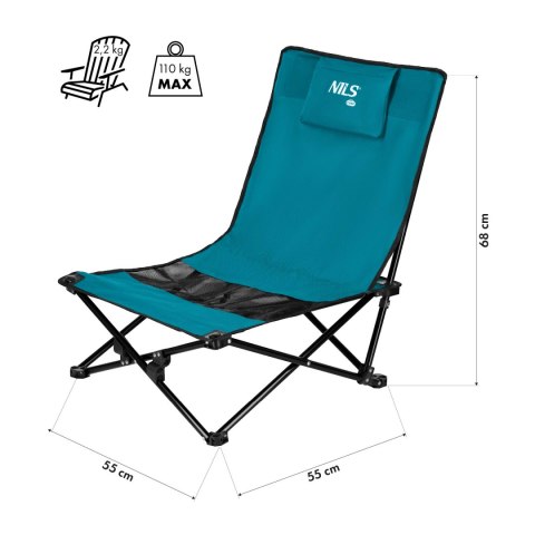 NC3306 KRZESŁO PLAŻOWE NIEBIESKO CZARNE NILS CAMP NILS CAMP