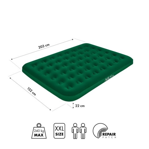 NC2803 MATERAC TURYSTYCZNY DMUCHANY 203X152X22 CM ZIELONY NILS CAMP NILS CAMP