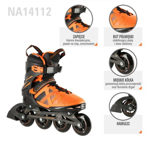 NA14112 CZARNO-POMARAŃCZOWY ROZM. 38 ŁYŻWOROLKI NILS EXTREME NILS EXTREME