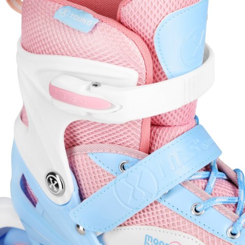 NA0189 ZESTAW LED ŁYŻWOROLKI OCHRANIACZE MOONBEAM BIAŁE ROZM. L(39-42) NILS EXTREME NILS EXTREME