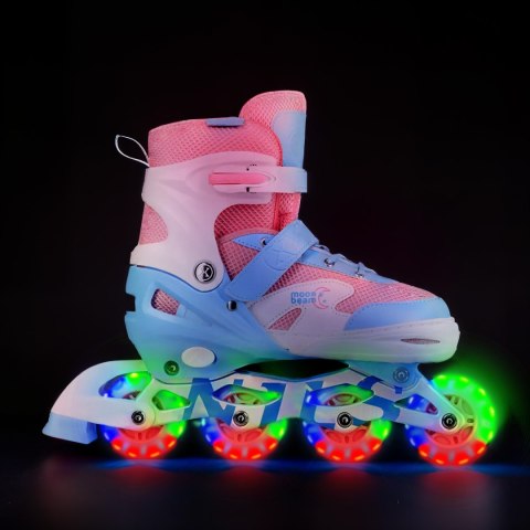 NA0189 ZESTAW LED ŁYŻWOROLKI OCHRANIACZE MOONBEAM BIAŁE ROZM. L(39-42) NILS EXTREME NILS EXTREME