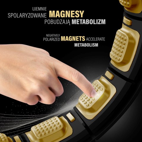 HHM13 NEW HULA HOP BLACK/GOLD Z MAGNESAMI I OBCIĄŻNIKIEM + LICZNIK HMS HMS