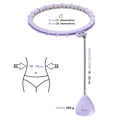 HHM14 HULA HOP VIOLET Z MAGNESAMI I OBCIĄŻNIKIEM + LICZNIK HMS HMS