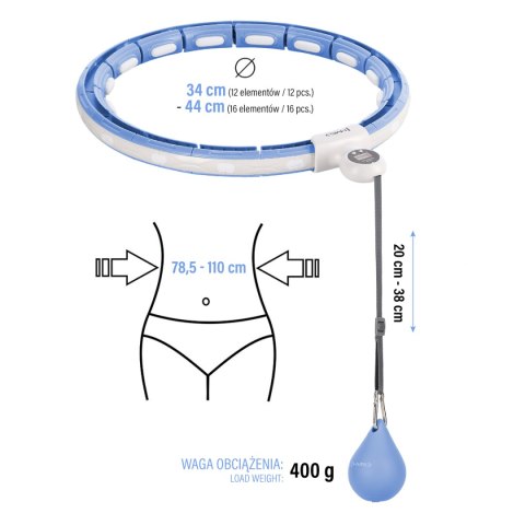 HHM15 HULA HOP BLUE Z MAGNESEM I OBCIĄŻNIKIEM + LICZNIK HMS HMS