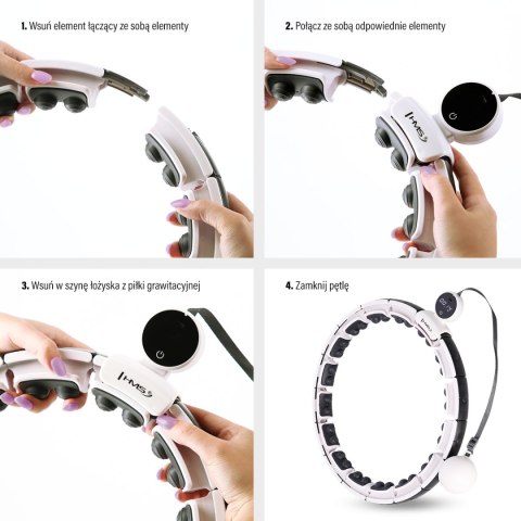 HHM16 HULA HOP WHITE Z MAGNESAMI I OBCIĄŻNIKIEM + LICZNIK HMS HMS