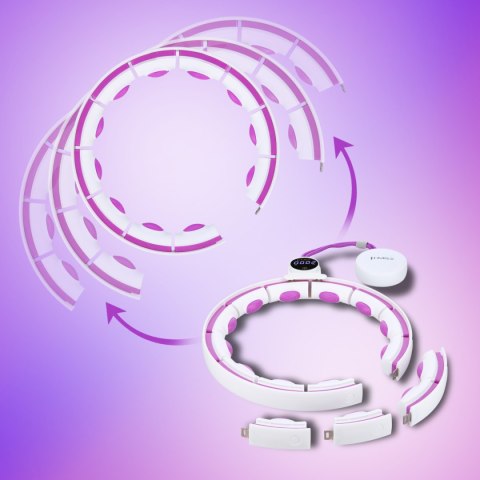 HHM17 HULA HOP WHITE/VIOLET Z MAGNESAMI I OBCIĄŻNIKIEM + LICZNIK HMS HMS