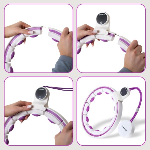 HHM17 HULA HOP WHITE/VIOLET Z MAGNESAMI I OBCIĄŻNIKIEM + LICZNIK HMS HMS
