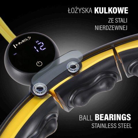 HHM21 HULA HOP BLACK/YELLOW Z MAGNESAMI, WYPUSTKAMI TPE I OBCIĄŻNIKIEM + LICZNIK HMS HMS