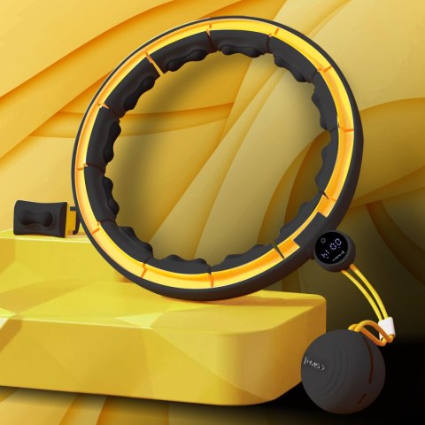 HHM21 HULA HOP BLACK/YELLOW Z MAGNESAMI, WYPUSTKAMI TPE I OBCIĄŻNIKIEM + LICZNIK HMS HMS
