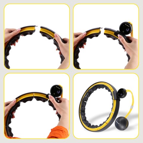 HHM21 HULA HOP BLACK/YELLOW Z MAGNESAMI, WYPUSTKAMI TPE I OBCIĄŻNIKIEM + LICZNIK HMS HMS