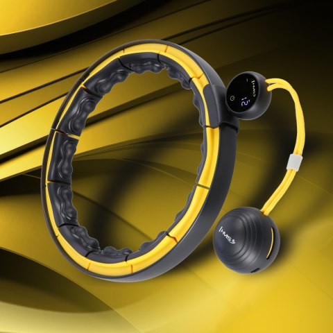 HHM21 HULA HOP BLACK/YELLOW Z MAGNESAMI, WYPUSTKAMI TPE I OBCIĄŻNIKIEM + LICZNIK HMS HMS