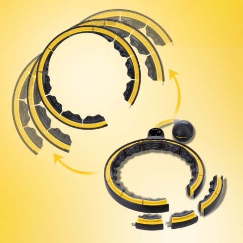 HHM21 HULA HOP BLACK/YELLOW Z MAGNESAMI, WYPUSTKAMI TPE I OBCIĄŻNIKIEM + LICZNIK HMS HMS