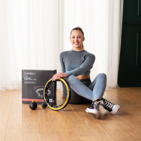 HHM21 HULA HOP BLACK/YELLOW Z MAGNESAMI, WYPUSTKAMI TPE I OBCIĄŻNIKIEM + LICZNIK HMS HMS