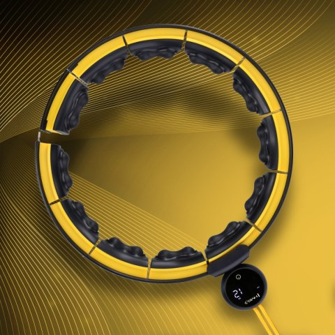 HHM21 HULA HOP BLACK/YELLOW Z MAGNESAMI, WYPUSTKAMI TPE I OBCIĄŻNIKIEM + LICZNIK HMS HMS