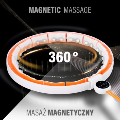 HHM21 HULA HOP WHITE/ORANGE Z MAGNESAMI, WYPUSTKAMI TPE I OBCIĄŻNIKIEM + LICZNIK HMS HMS