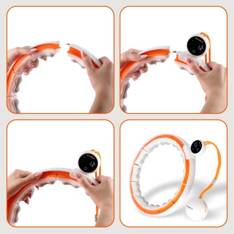 HHM21 HULA HOP WHITE/ORANGE Z MAGNESAMI, WYPUSTKAMI TPE I OBCIĄŻNIKIEM + LICZNIK HMS HMS