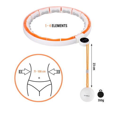 HHM21 HULA HOP WHITE/ORANGE Z MAGNESAMI, WYPUSTKAMI TPE I OBCIĄŻNIKIEM + LICZNIK HMS HMS